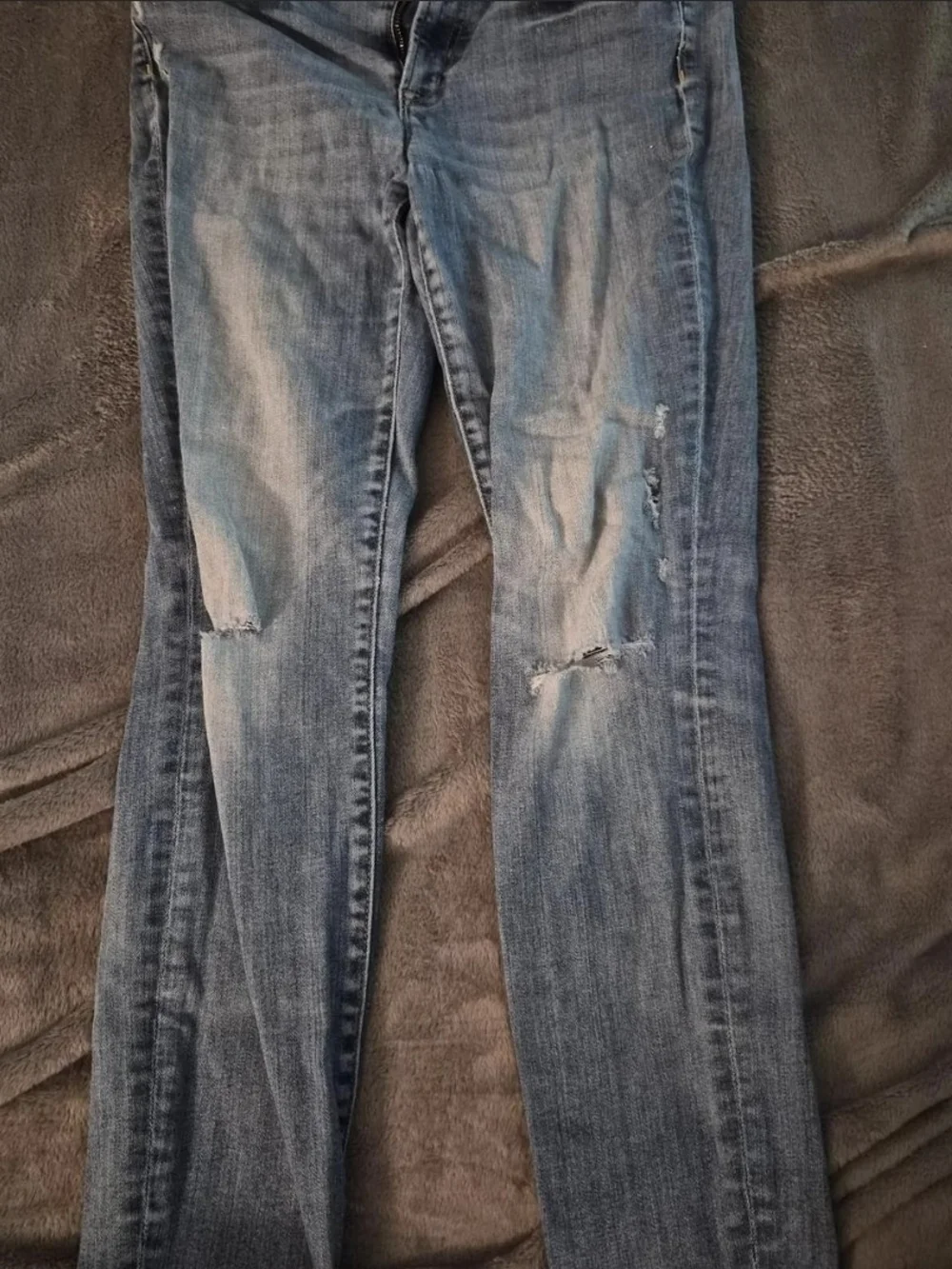 J. Crew Light Blue Straight-Leg Distressed Jeans
